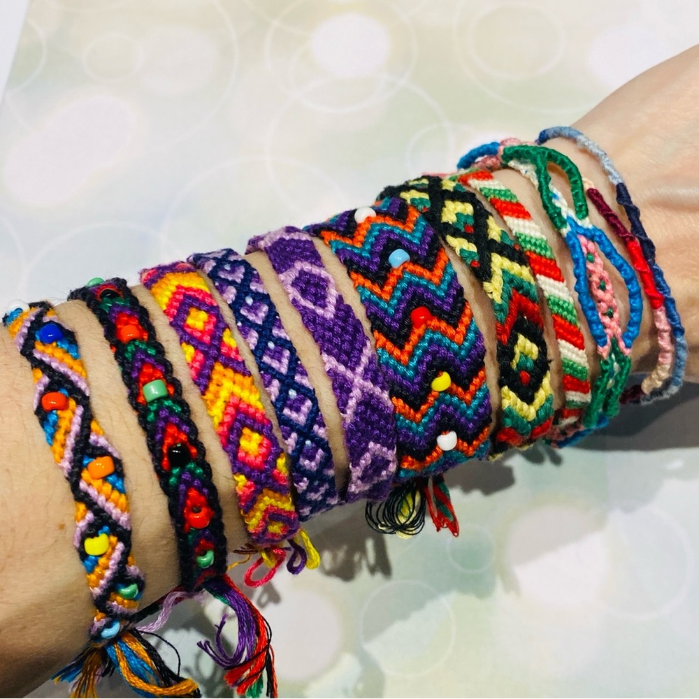 Handmade by me Colorful Woven Friendship Bracelets & Bonus Keychain
